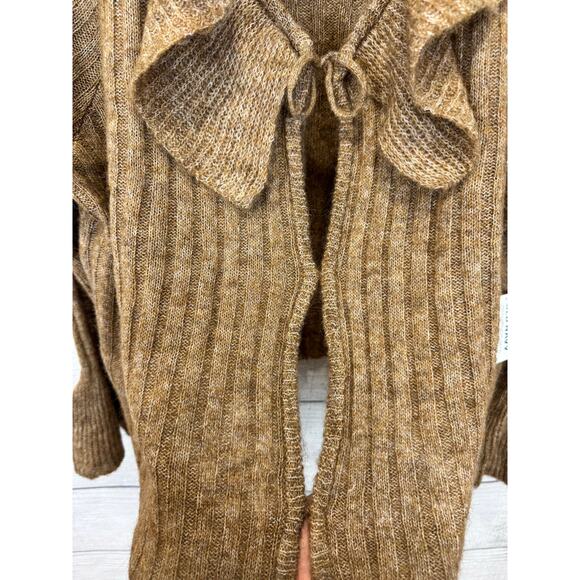 Old Navy Plus Size Tan Wool-Blend Ruffle Tie-Front Cropped Cardigan Size 3X - Picture 4 of 9